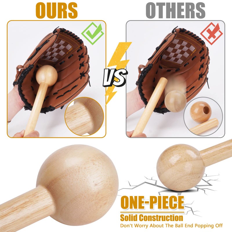 Rolitwils Baseball Glove Break-in kit for Men & Adult  One-Piece Structure Baseball Glove Mallet  Baseball Mitts Wooden Shaping Hammer  Softball Glove Wrap Band  Plastic Practice Ball & Glove Locks - Image 2
